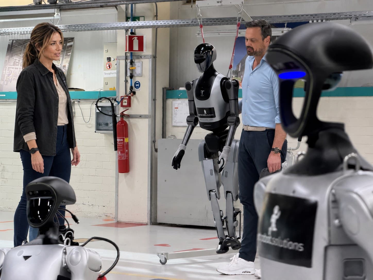 Sanne at a humanoid demo on the shop floor